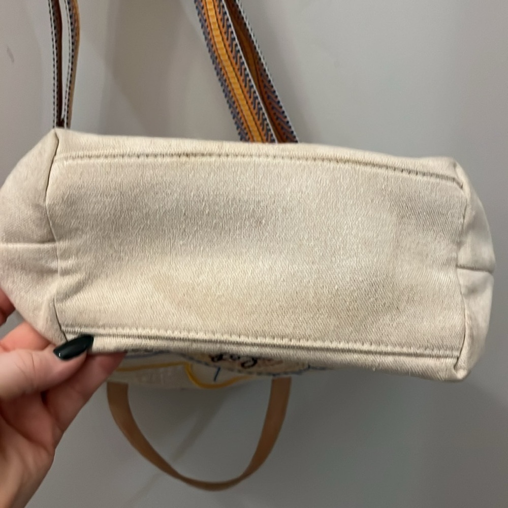 Brighton “Sunny Daisy” Embroidered Canvas Bag “Let Love Grow “ Colorful Strap - Picture 8 of 11